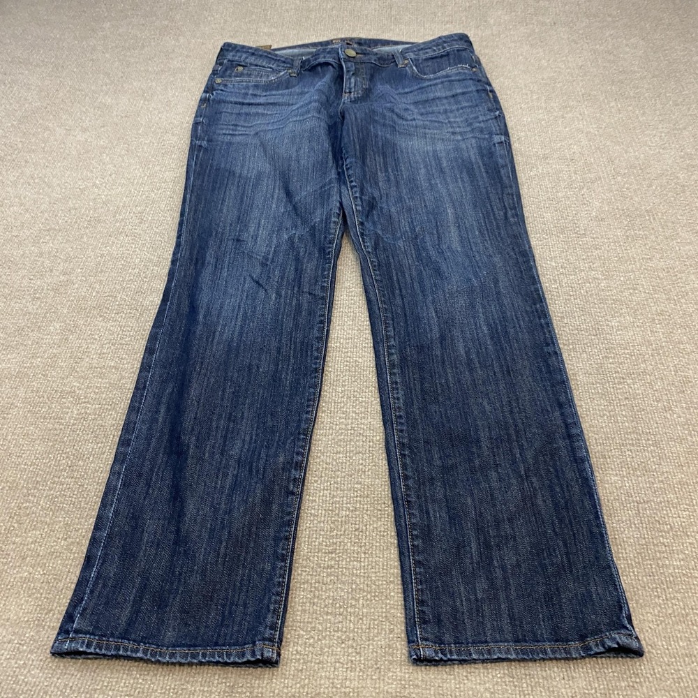 KUT From The Kloth Straight Jeans Womens 14 Blue Med Wash Mid Rise Stretch